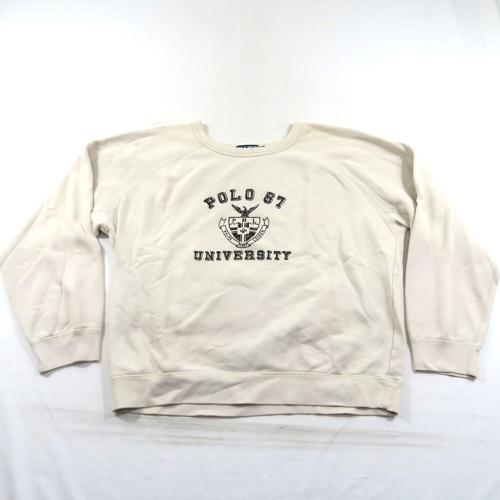 Polo Sport Polo 67 University Sweatshirt Off White Color Sz 2XL